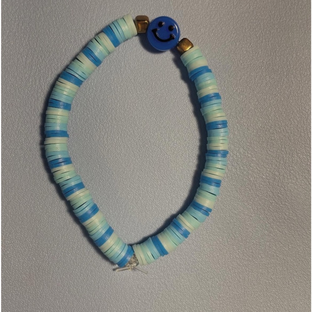 blue and white claybead bracelet